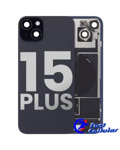 BACK GLASS WITH STEEL PLATE WITH MAGSAFE MAGNET PRE-INSTALLED COMPATIBLE FOR IPHONE 15 Plus - Black