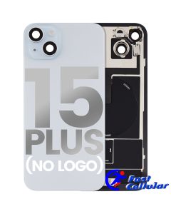 BACK GLASS WITH STEEL PLATE WITH MAGSAFE MAGNET PRE-INSTALLED COMPATIBLE FOR IPHONE 15 Plus - Blue