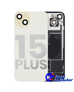 BACK GLASS WITH STEEL PLATE WITH MAGSAFE MAGNET PRE-INSTALLED COMPATIBLE FOR IPHONE 15 Plus - Yellow