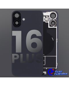 BACK GLASS WITH STEEL PLATE WITH MAGSAFE MAGNET PRE-INSTALLED COMPATIBLE FOR IPHONE 16 Plus - Black