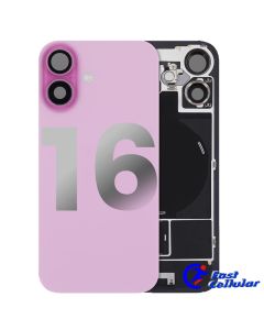 BACK GLASS WITH STEEL PLATE WITH MAGSAFE MAGNET PRE-INSTALLED COMPATIBLE FOR IPHONE 16 - Pink
