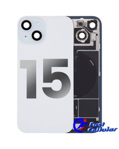 BACK GLASS WITH STEEL PLATE WITH MAGSAFE MAGNET PRE-INSTALLED COMPATIBLE FOR IPHONE 15 (Blue)