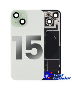 BACK GLASS WITH STEEL PLATE WITH MAGSAFE MAGNET PRE-INSTALLED COMPATIBLE FOR IPHONE 15 (Green)