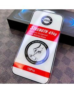 45KG Ultra strong glass screen protector for iphone 15, iPhone 15 Pro, iPhone 16