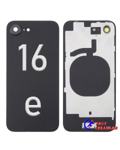 Glass Battery Back Cover with Camera Lens Cover for iPhone 16e - Black
