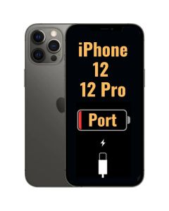 Charging Port with Flex Cable for iPhone 12 / 12 Pro (High Quality) - Black
