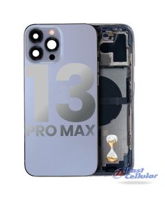 BACK HOUSING with SMALL COMPONENTS PRE-INSTALLED COMPATIBLE FOR IPHONE 13 PRO MAX (US VERSION) (USED OEM PULL: GRADE A) (SIERRA BLUE)