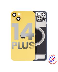 BACK GLASS WITH STEEL PLATE WITH MAGSAFE MAGNET PRE-INSTALLED COMPATIBLE FOR IPHONE 14 PLUS (YELLOW)