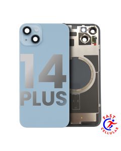 BACK GLASS WITH STEEL PLATE WITH MAGSAFE MAGNET PRE-INSTALLED COMPATIBLE FOR IPHONE 14 PLUS (BLUE)