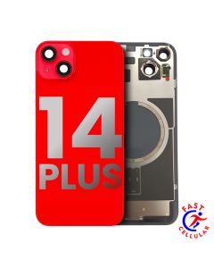 BACK GLASS WITH STEEL PLATE WITH MAGSAFE MAGNET PRE-INSTALLED COMPATIBLE FOR IPHONE 14 PLUS (RED)