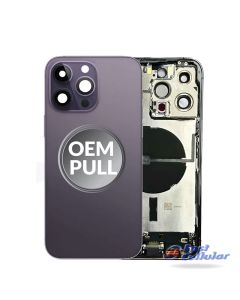 BACK HOUSING with SMALL Parts PRE-INSTALLED COMPATIBLE FOR IPHONE 14 PRO MAX (U.S VERSION) (USED OEM: GRADE A) (Deep Purple)
