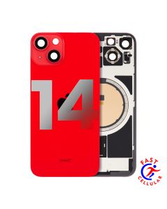 BACK GLASS WITH STEEL PLATE WITH MAGSAFE MAGNET PRE-INSTALLED COMPATIBLE FOR IPHONE 14 - Red