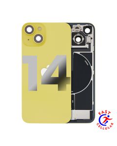 BACK GLASS WITH STEEL PLATE WITH MAGSAFE MAGNET PRE-INSTALLED COMPATIBLE FOR IPHONE 14 - Yellow