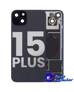 BACK GLASS WITH STEEL PLATE WITH MAGSAFE MAGNET PRE-INSTALLED COMPATIBLE FOR IPHONE 15 Plus - Black