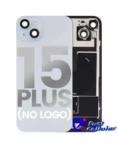 BACK GLASS WITH STEEL PLATE WITH MAGSAFE MAGNET PRE-INSTALLED COMPATIBLE FOR IPHONE 15 Plus - Blue