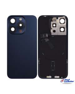 BACK GLASS WITH STEEL PLATE WITH MAGSAFE MAGNET PRE-INSTALLED COMPATIBLE FOR IPHONE 15 Pro - Blue Titanium