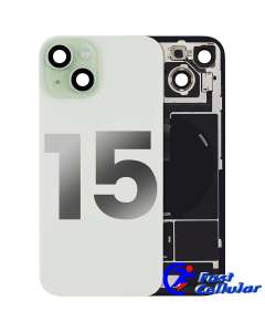 BACK GLASS WITH STEEL PLATE WITH MAGSAFE MAGNET PRE-INSTALLED COMPATIBLE FOR IPHONE 15 (Green)