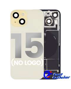 BACK GLASS WITH STEEL PLATE WITH MAGSAFE MAGNET PRE-INSTALLED COMPATIBLE FOR IPHONE 15 (Yellow)