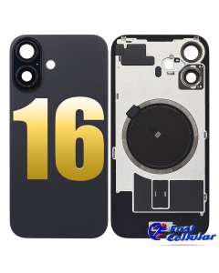 BACK GLASS WITH STEEL PLATE WITH MAGSAFE MAGNET PRE-INSTALLED COMPATIBLE FOR IPHONE 16 - Black