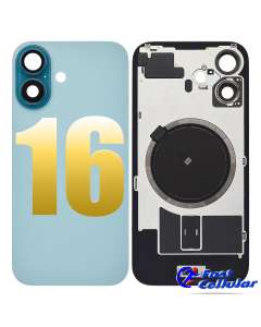 BACK GLASS WITH STEEL PLATE WITH MAGSAFE MAGNET PRE-INSTALLED COMPATIBLE FOR IPHONE 16 - Teal