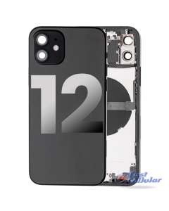 Apple iPhone 12 Back Housing with Small Parts Pre-installed if it is broken- Black