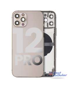 Back Housing with Small Parts Pre-installed for iPhone 12 Pro (for America Version) - Gold A2406 A2407 A2408 A2341