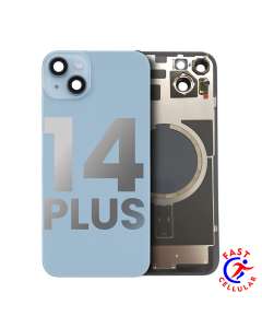 BACK GLASS WITH STEEL PLATE WITH MAGSAFE MAGNET PRE-INSTALLED COMPATIBLE FOR IPHONE 14 PLUS (BLUE)