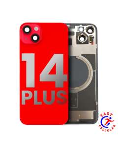 BACK GLASS WITH STEEL PLATE WITH MAGSAFE MAGNET PRE-INSTALLED COMPATIBLE FOR IPHONE 14 PLUS (RED)