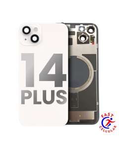 BACK GLASS WITH STEEL PLATE WITH MAGSAFE MAGNET PRE-INSTALLED COMPATIBLE FOR IPHONE 14 PLUS (WHITE)
