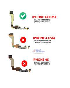 (Black) CHARGING PORT CABLE COMPATIBLE FOR IPHONE 4 (CDMA) 