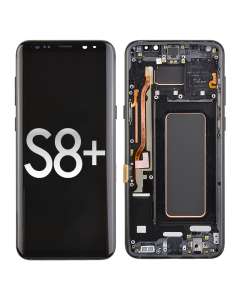 Samsung Galaxy S8 Plus G955U Refurbished Screen Display with Digitizer Touch Panel and Bezel Frame (Black Frame) - Black