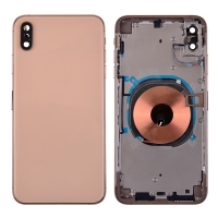 iPhone XS Max Back Housing with Small Parts installed (High Quality) - Gold