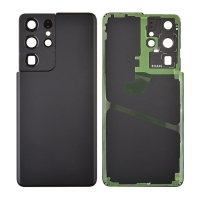 Back Cover with Camera Glass Lens and Adhesive Tape for Samsung Galaxy S21 Ultra 5G G998 (for SAMSUNG) - Phantom Black