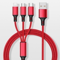 Travel - 3 in-1 Multi-Function Charging Cable for ios & Android & Type-c (sent random color red or black)