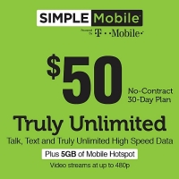 Simple Mobile $50 Unlimited Talk, Text & Data (30 days)