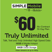 Simple Mobile $60 Unlimited Talk, Text & Data (30 days)