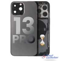 BACK HOUSING W/ SMALL COMPONENTS PRE-INSTALLED COMPATIBLE FOR IPHONE 13 PRO (US VERSION) (USED OEM PULL: GRADE A) (GRAPHITE)