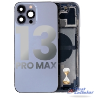 BACK HOUSING with SMALL COMPONENTS PRE-INSTALLED COMPATIBLE FOR IPHONE 13 PRO MAX (US VERSION) (USED OEM PULL: GRADE A) (SIERRA BLUE)