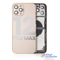 Back Housing with Small Parts Pre-installed for iPhone 12 Pro Max (for America Version) - Gold A2410 A2411 A2412 A2342 