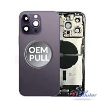 BACK HOUSING with SMALL Parts PRE-INSTALLED COMPATIBLE FOR IPHONE 14 PRO MAX (U.S VERSION) (USED OEM: GRADE A) (Deep Purple)