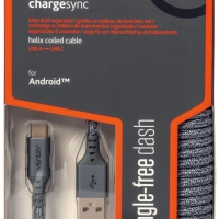 Ventev Charge/Sync Helix Coiled USB-C Cable 1ft Grey Charge/Sync Cables ChargeSync Cables compatible with USB-CTangle-free