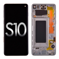 Samsung Galaxy S10 Plus G975 OLED Screen Display with Digitizer Touch Panel and Bezel Frame (Silver Frame) - Silver