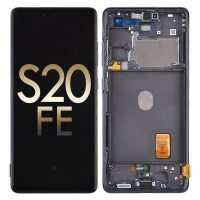 OLED Screen Display with Digitizer Touch Panel and Bezel Frame for Samsung Galaxy S20 FE G780 Cloud Navy