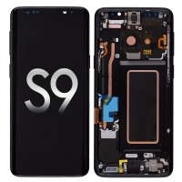 Samsung Galaxy S9 G960U OLED Screen Display with Digitizer Touch Panel and Bezel Frame (Black Frame) - Black